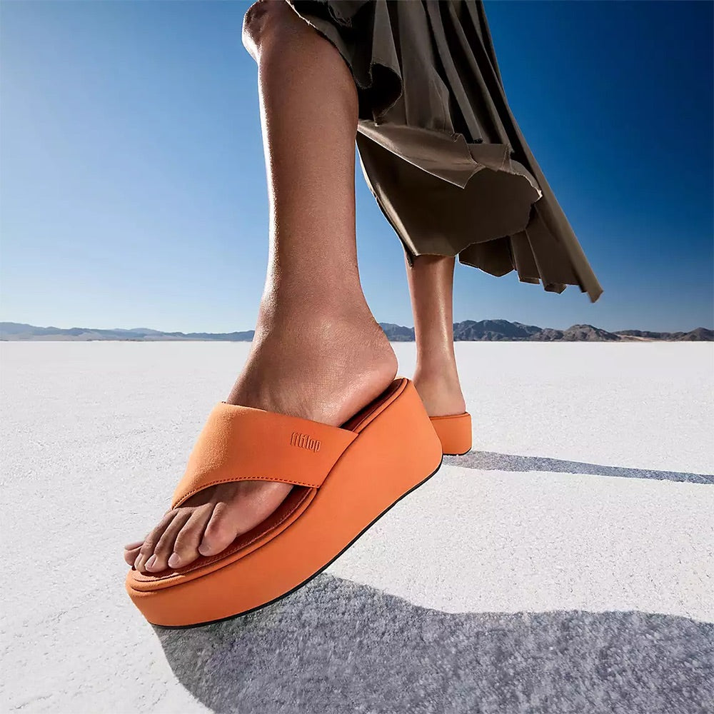 Platform Wedge Toe-Post Sandals (Satsuma) when worn