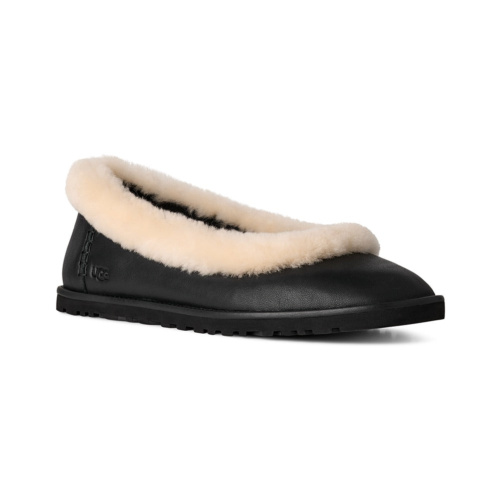 Zora Leather Ballet Flat (Black) front side