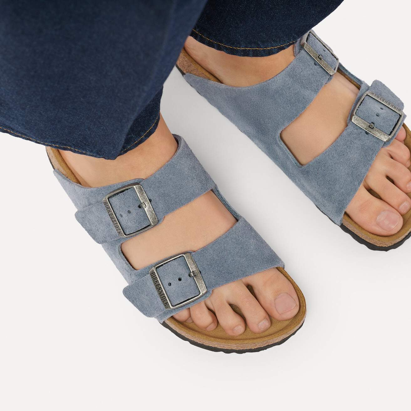 Women's Arizona Suede (Stone Blue) up close