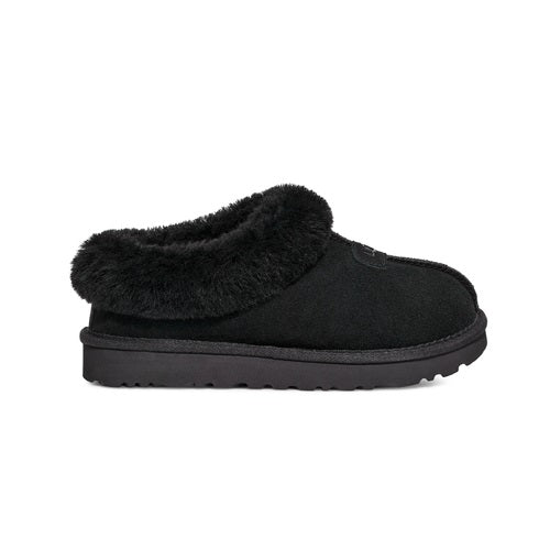 UGG Tazzette slipper in black with sheepskin collar.