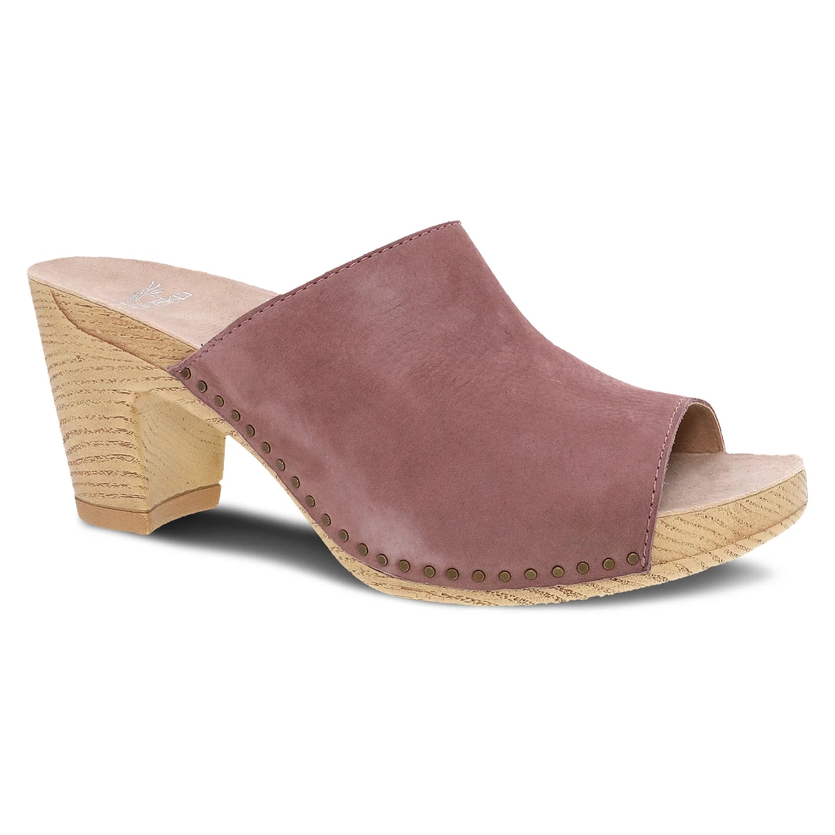 Dansko open toe slide heel sandal in Rose