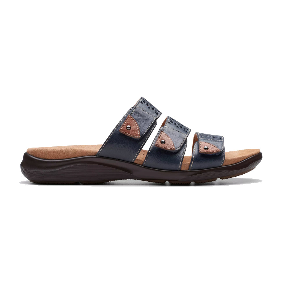 Clarks Kitly Walk slip-on sandal in Navy Leather