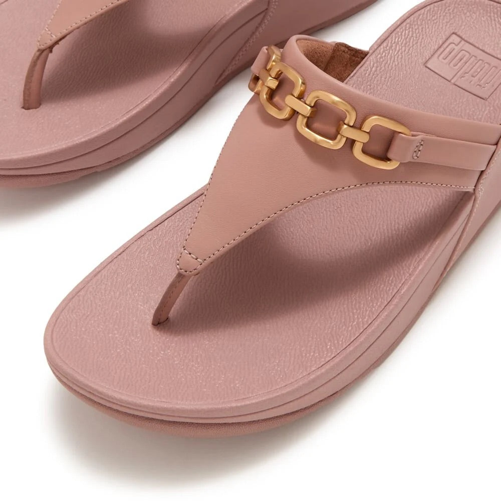 Women's Lulu Chain Leather Toe-Post (Clay Blush) detail