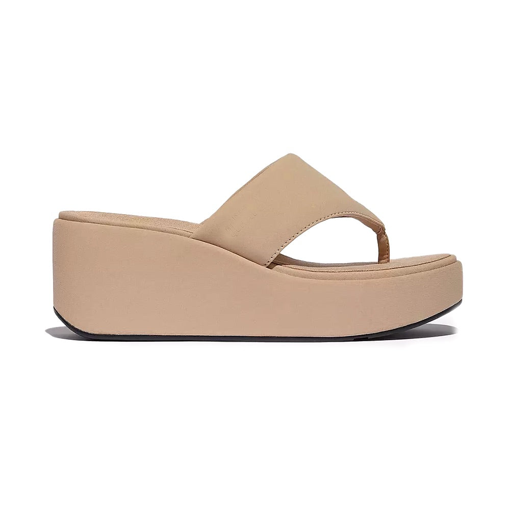 Platform Wedge Toe-Post Sandals (Beige) side