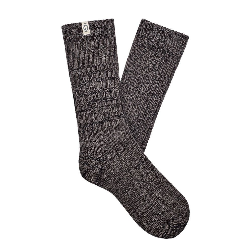 Rib Knit Slouchy Crew Sock (Grey/Black)