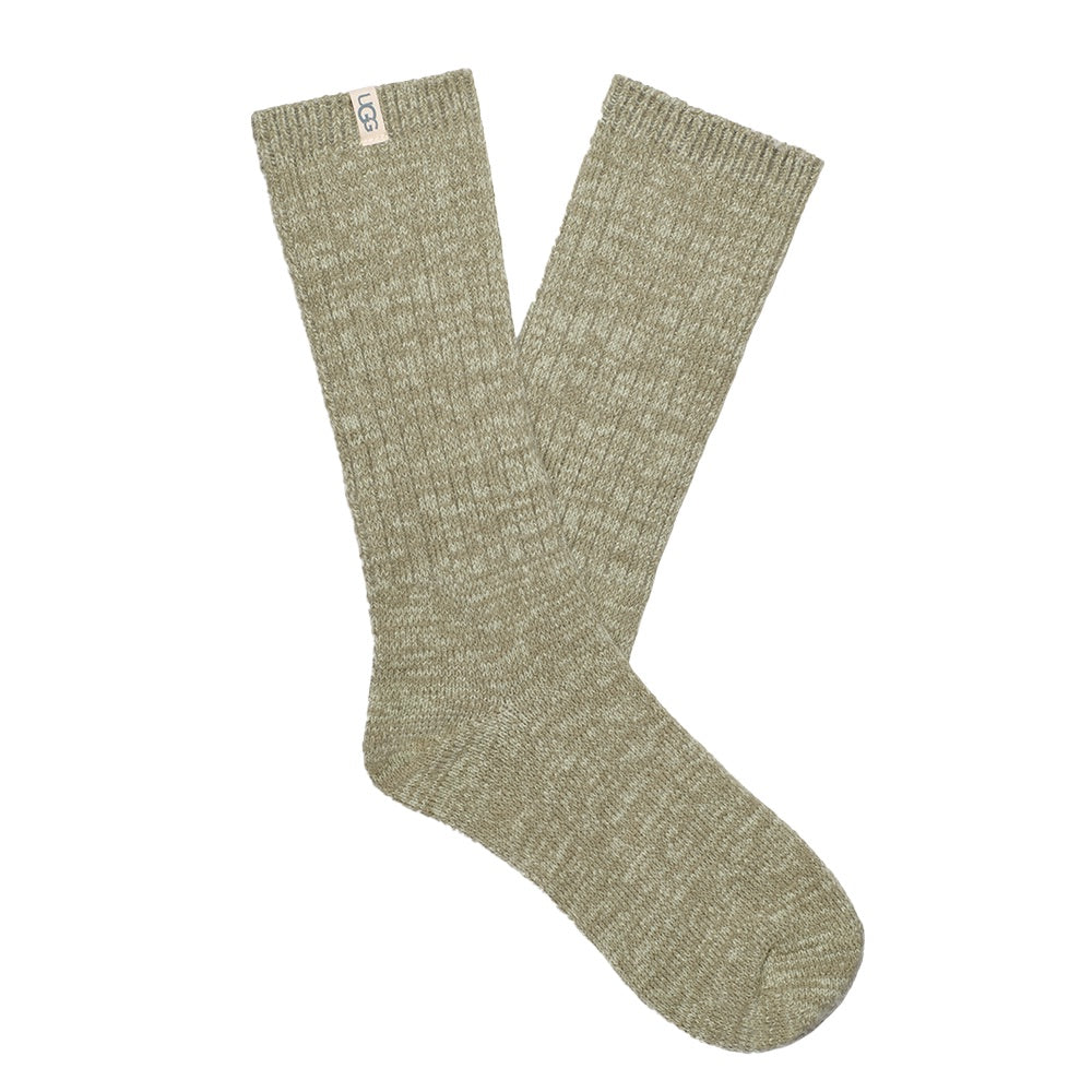 Rib Knit Slouchy Crew Sock (Moss Green / Grassland)