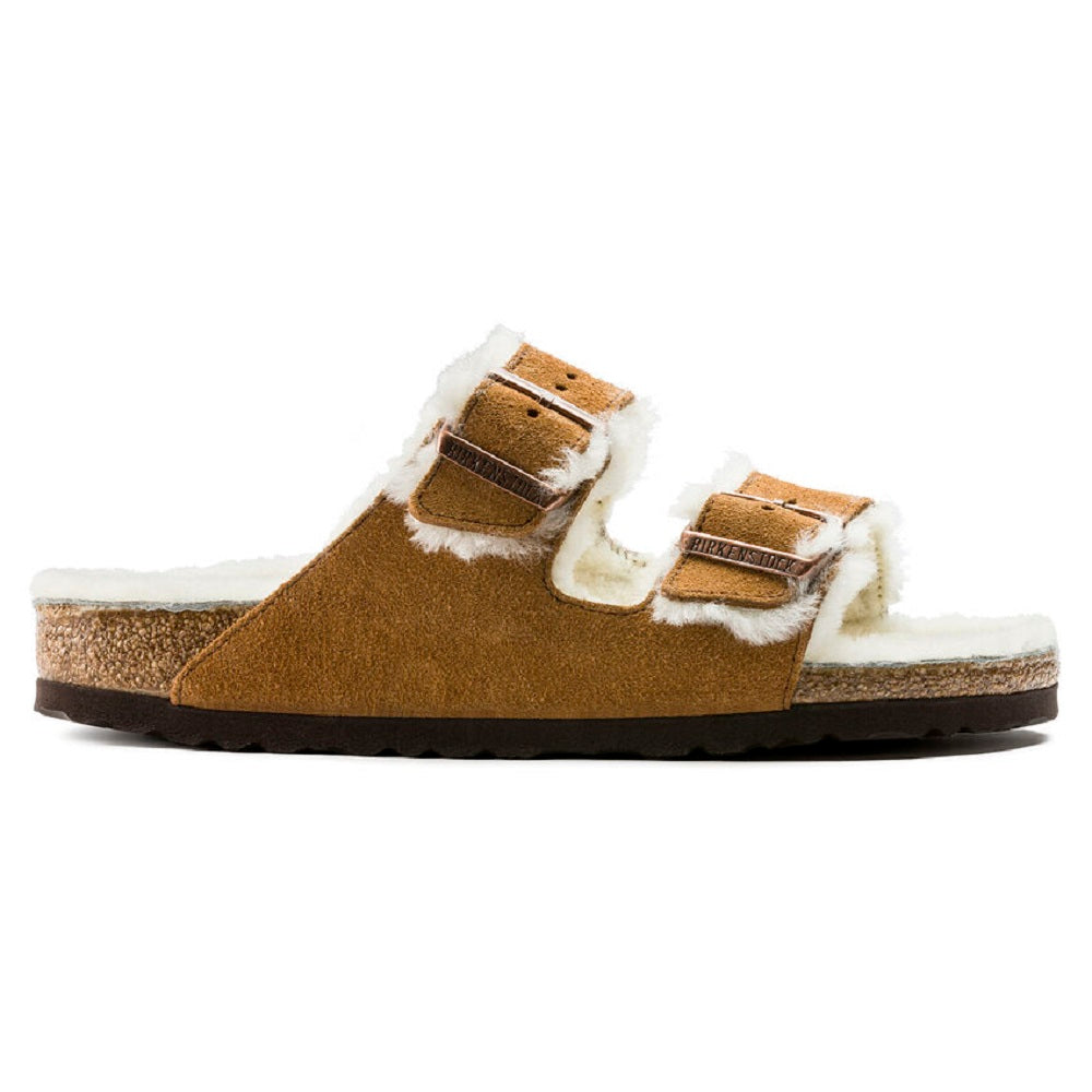 Birkenstock Arizona two strap sandal with shearling lining in mink.