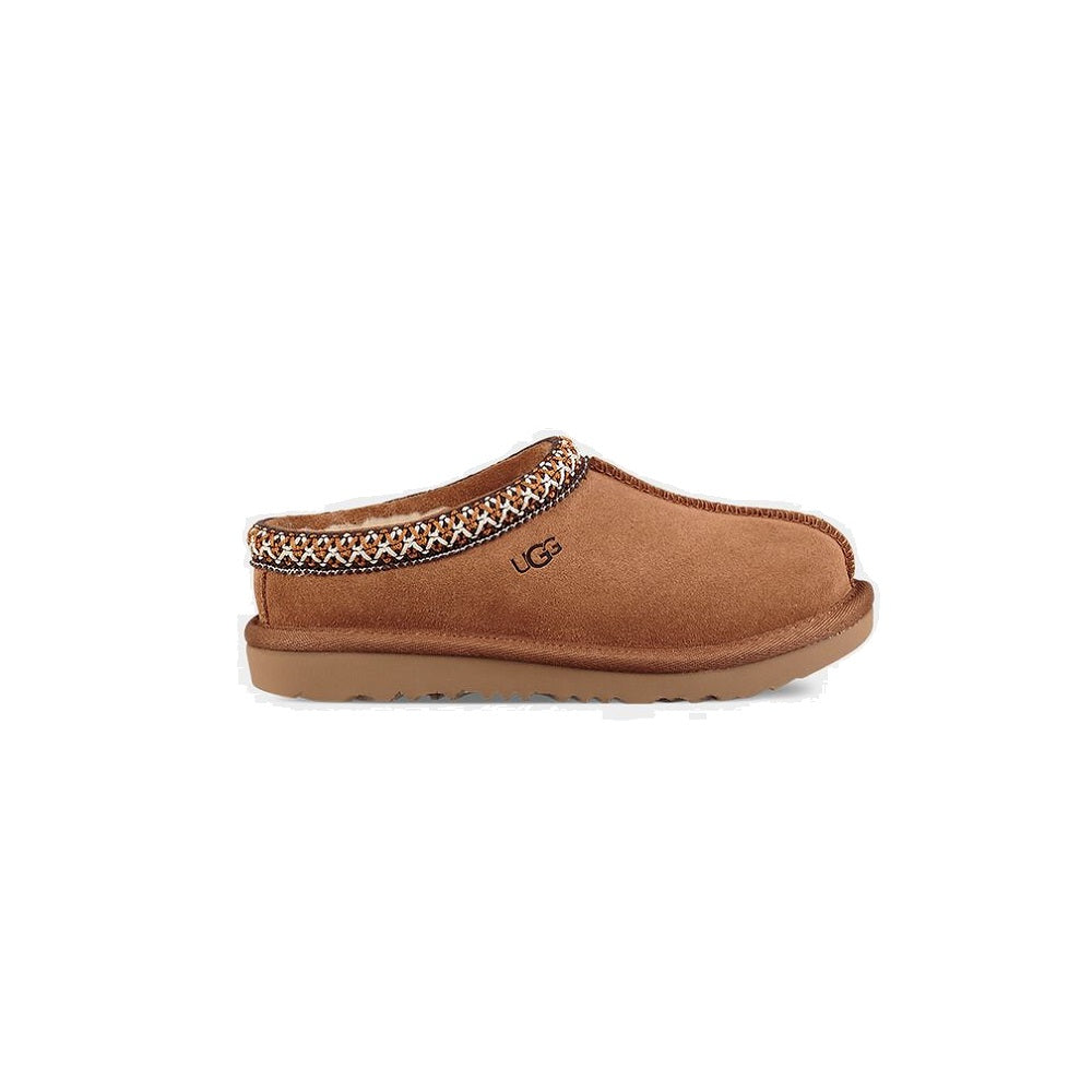 UGG Tasman slipper for toddler's in chestnut with braided trim.